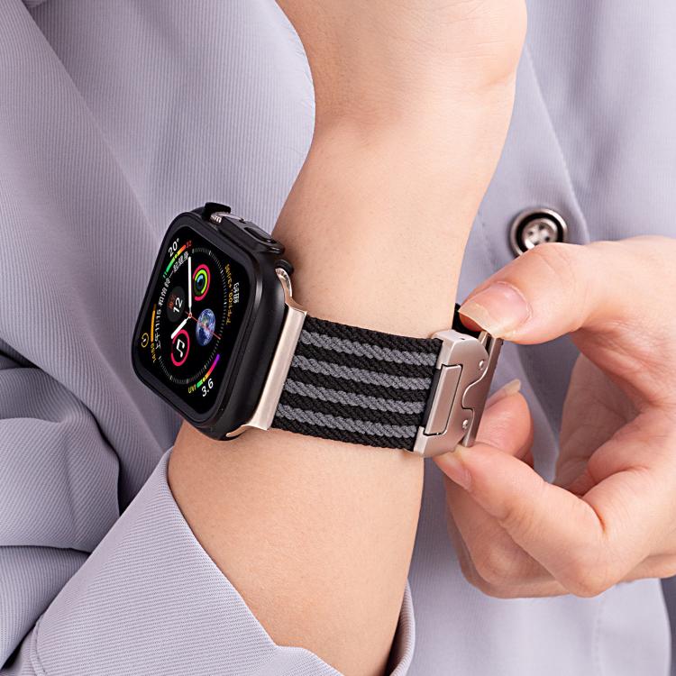 xDfind Parachute Buckle 3-Stripe Braided Nylon Watch Band, For Apple Watch 38 / 40 / 41 / S10 42mm