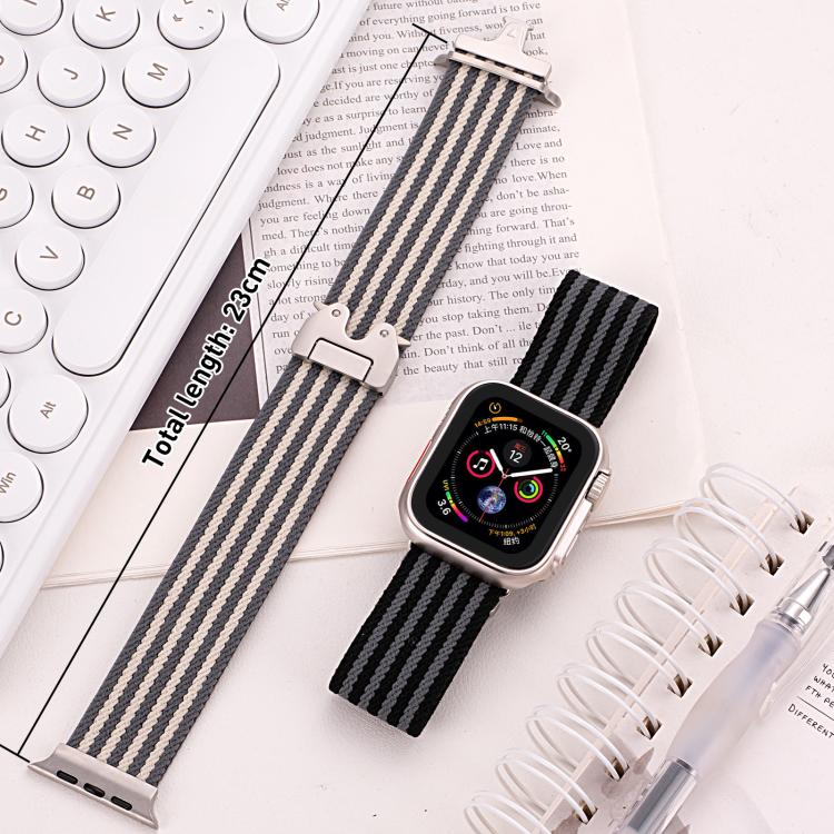xDfind Parachute Buckle 3-Stripe Braided Nylon Watch Band, For Apple Watch 42 / 44 / 45 / 46 / 49mm