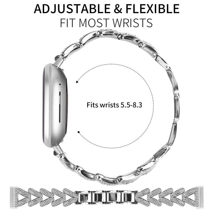 20mm xDfind Small Twist Diamond Metal Watch Band, For Fitbit Versa 4 / 3 / Sense / Sense 2