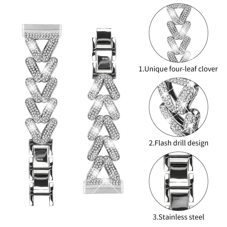 20mm xDfind Small Twist Diamond Metal Watch Band, For Fitbit Versa 4 / 3 / Sense / Sense 2