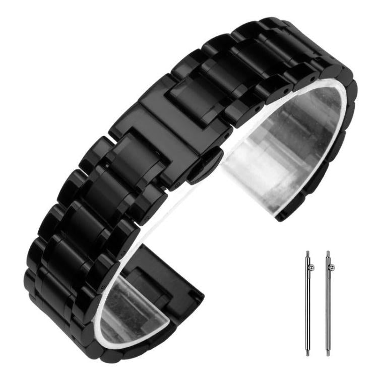 xDfind Five-bead Solid Stainless Steel Butterfly Buckle Watch Band, 18mm