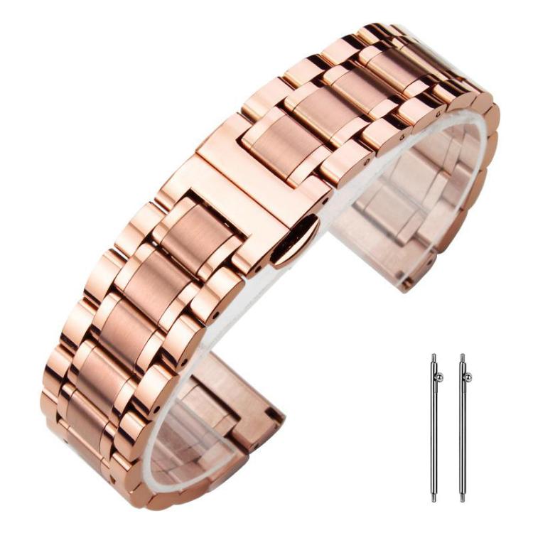 xDfind Five-bead Solid Stainless Steel Butterfly Buckle Watch Band