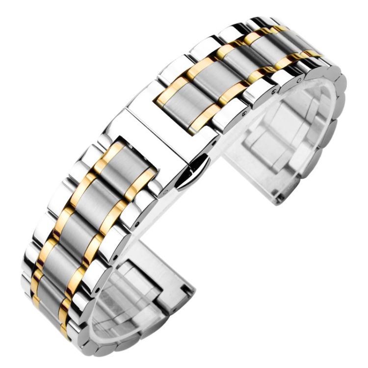 xDfind Five-bead Solid Stainless Steel Butterfly Buckle Watch Band, 18mm