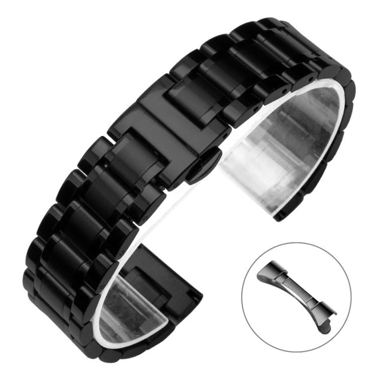 xDfind Five-bead Solid Stainless Steel Butterfly Buckle Watch Band, 20mm