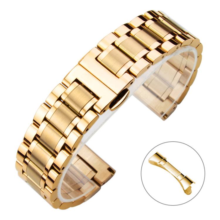 xDfind Five-bead Solid Stainless Steel Butterfly Buckle Watch Band, 20mm