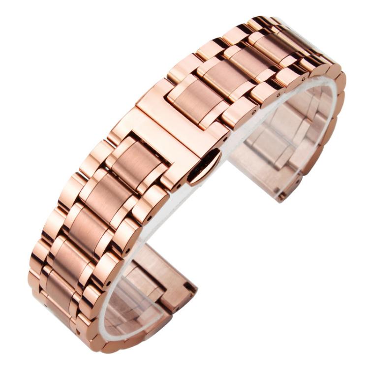 xDfind Five-bead Solid Stainless Steel Butterfly Buckle Watch Band, 20mm