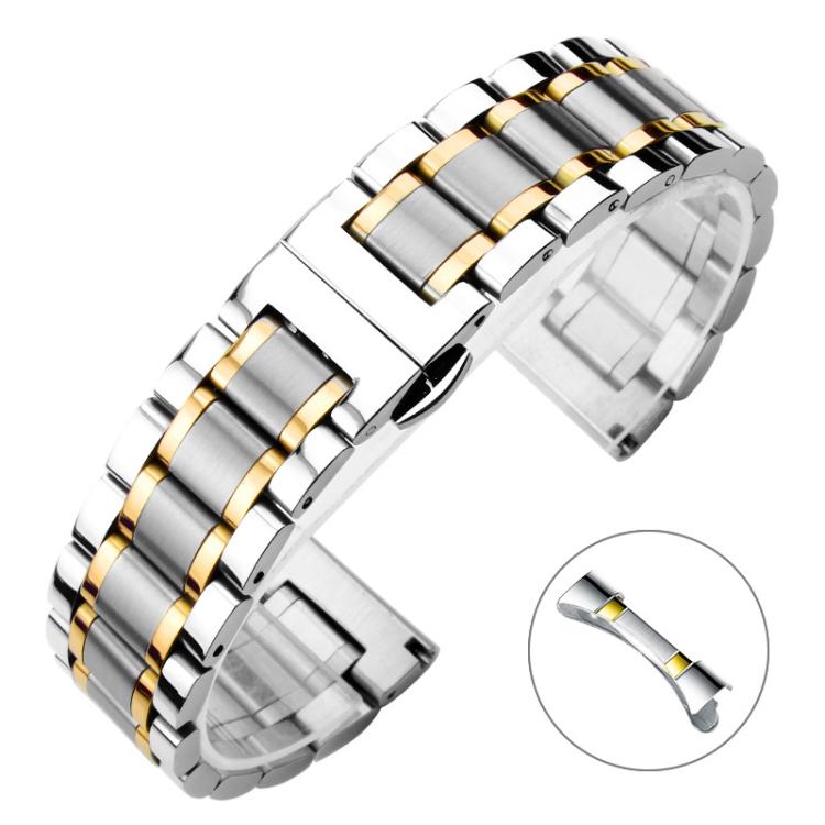 xDfind Five-bead Solid Stainless Steel Butterfly Buckle Watch Band, 20mm