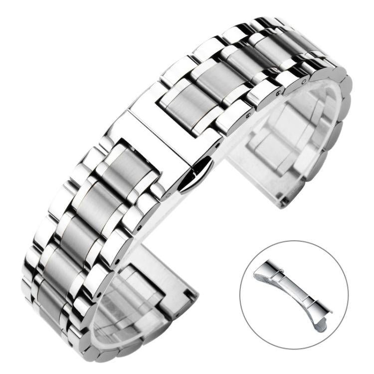 xDfind Five-bead Solid Stainless Steel Butterfly Buckle Watch Band, 20mm