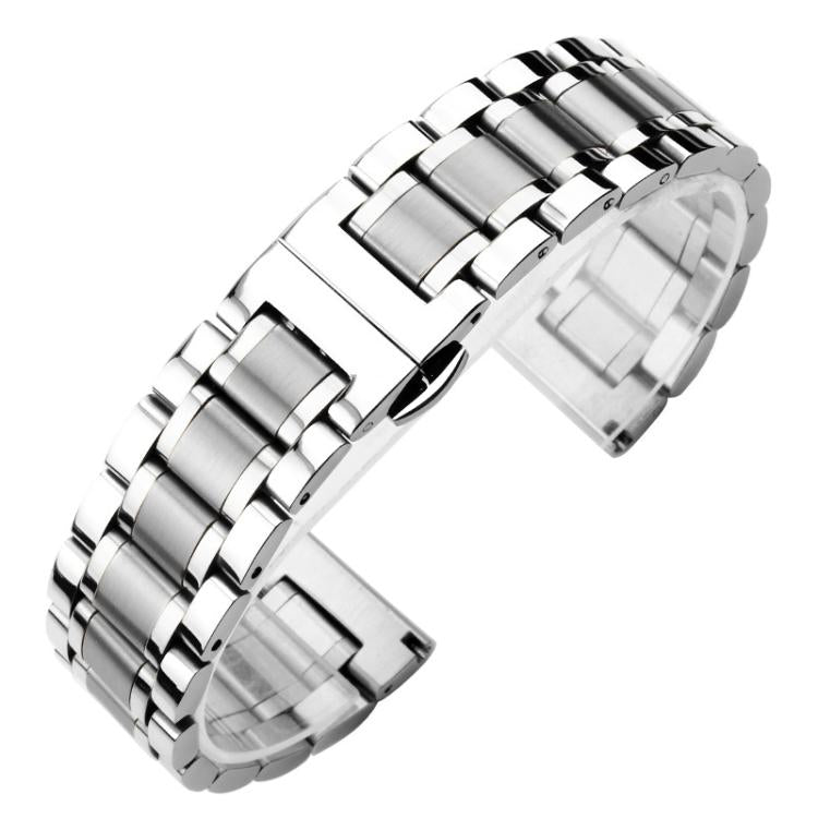 xDfind Five-bead Solid Stainless Steel Butterfly Buckle Watch Band, 22mm
