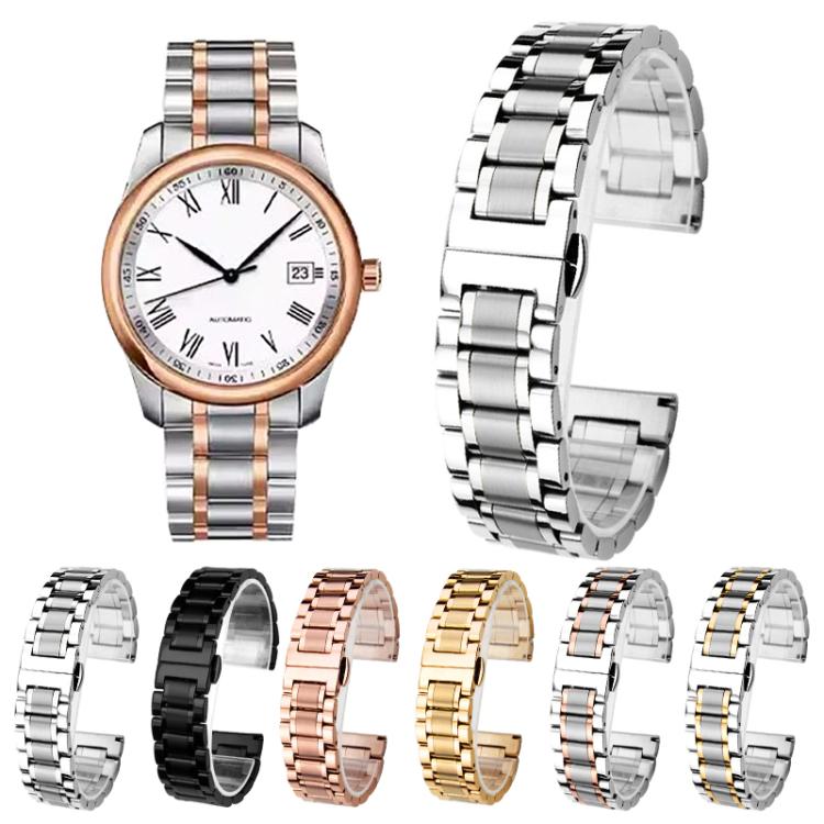 xDfind Five-bead Solid Stainless Steel Butterfly Buckle Watch Band, 14mm