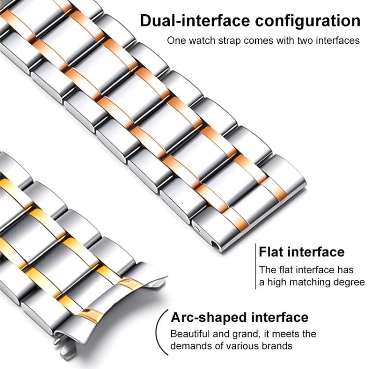 xDfind Five-bead Solid Stainless Steel Butterfly Buckle Watch Band, 18mm