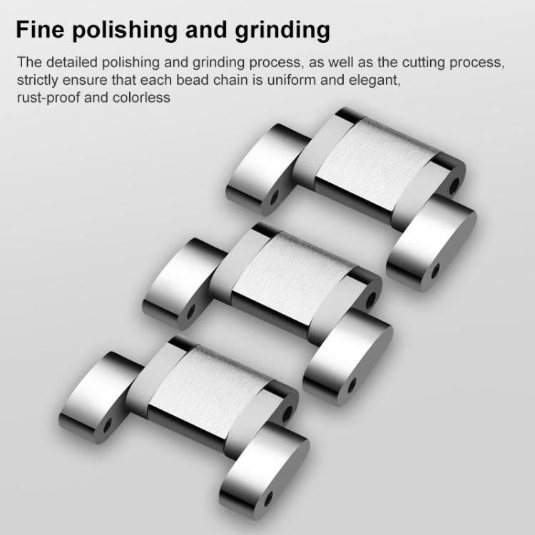 xDfind Five-bead Solid Stainless Steel Butterfly Buckle Watch Band, 22mm