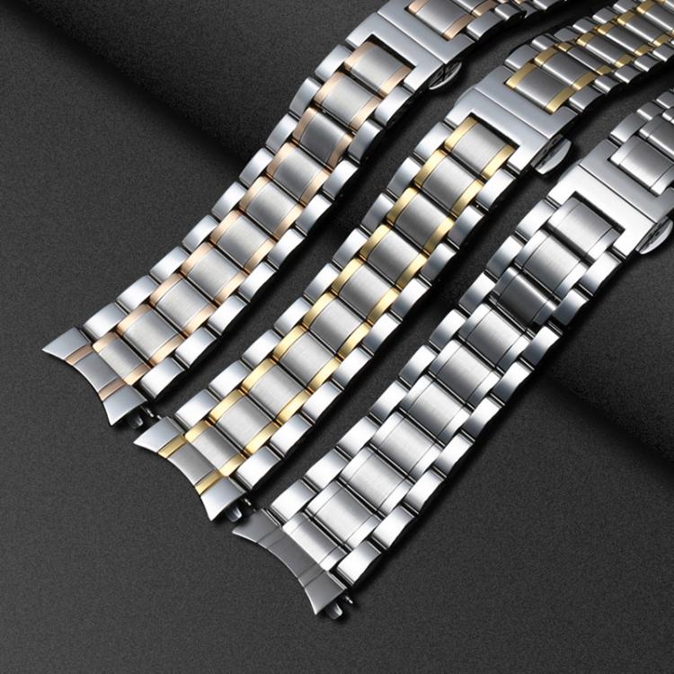 xDfind Five-bead Solid Stainless Steel Butterfly Buckle Watch Band, 22mm