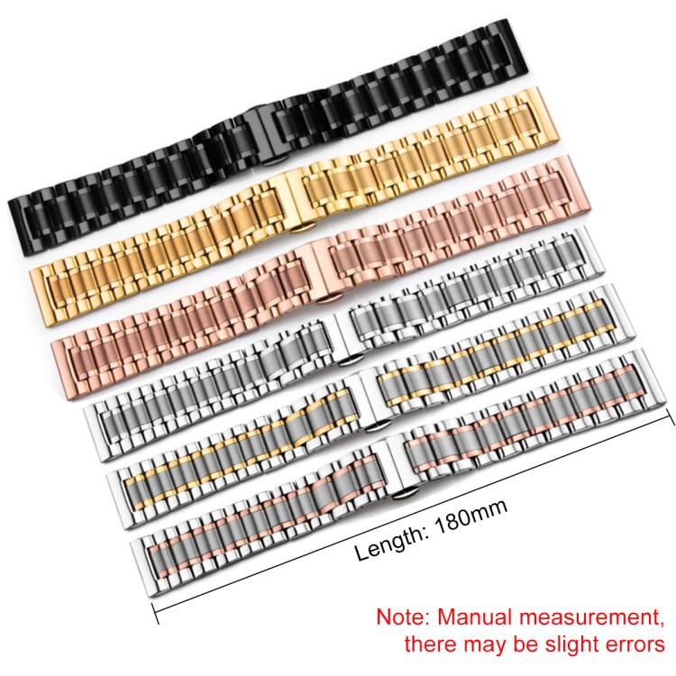 xDfind Five-bead Solid Stainless Steel Butterfly Buckle Watch Band, 22mm