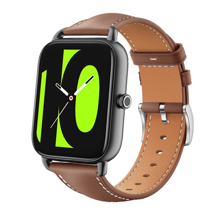 xDfind Flat Head Black Shark Fine Grain Leather Watch Band, 20mm For Xiaomi Haylou RS4 Plus LS11 / LS12