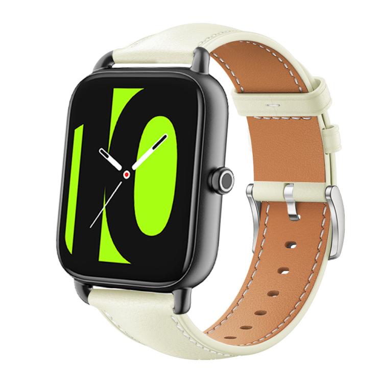 xDfind Flat Head Black Shark Fine Grain Leather Watch Band, 20mm For Xiaomi Haylou RS4 Plus LS11 / LS12