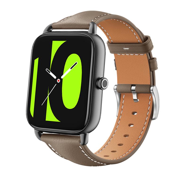 xDfind Flat Head Black Shark Fine Grain Leather Watch Band, 20mm For Xiaomi Haylou RS4 Plus LS11 / LS12