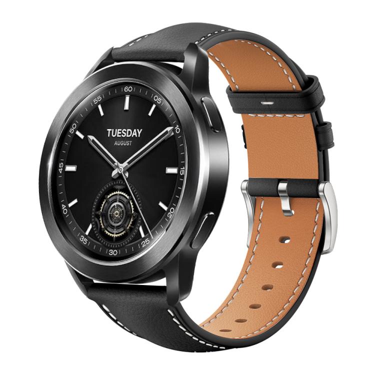 xDfind Flat Head Black Shark Fine Grain Leather Watch Band, 22mm For Xiaomi Watch S3/2 Pro/S2/S1
