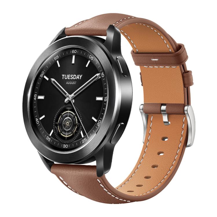 xDfind Flat Head Black Shark Fine Grain Leather Watch Band, 22mm For Xiaomi Watch S3/2 Pro/S2/S1