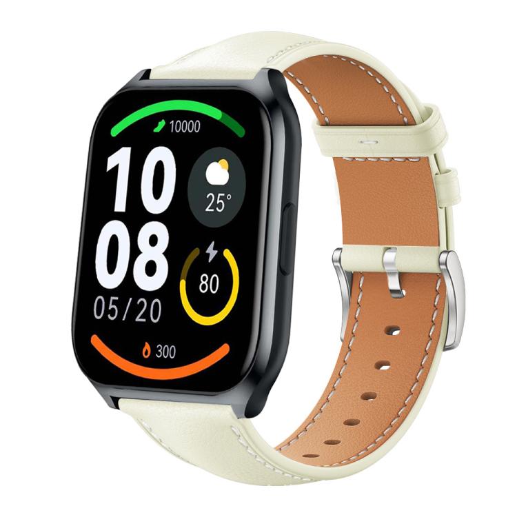 xDfind Flat Head Black Shark Fine Grain Leather Watch Band, 22mm For Xiaomi Haylou Watch LS09B / LS05S / LS10