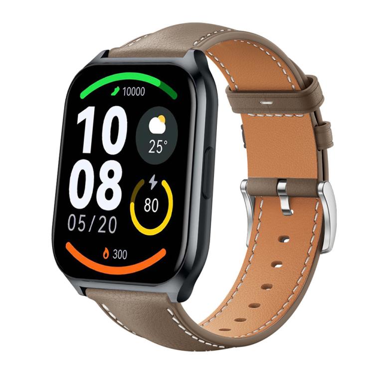 xDfind Flat Head Black Shark Fine Grain Leather Watch Band, 22mm For Xiaomi Haylou Watch LS09B / LS05S / LS10