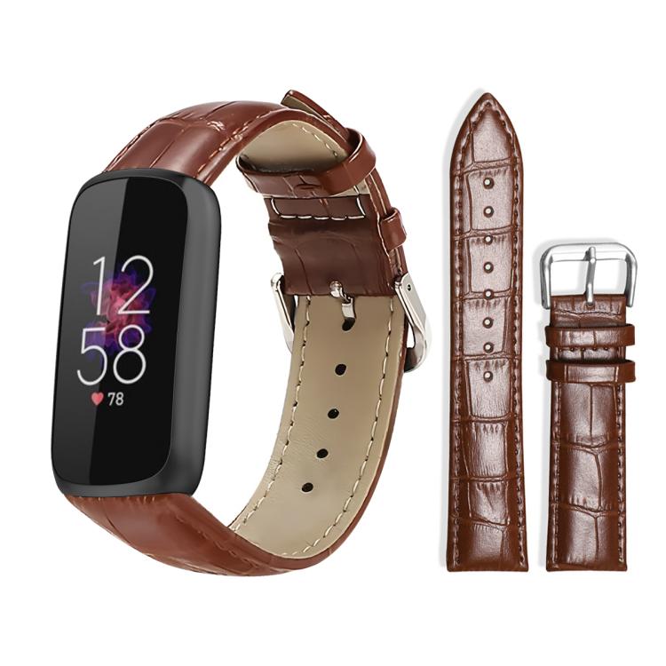 xDfind Bamboo Texture Pin Buckle Leather Watch Band, For Fitbit Luxe / Special Edition 12mm