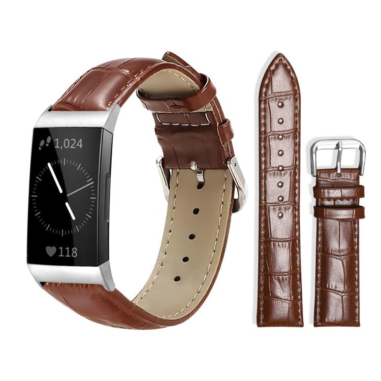 xDfind Bamboo Texture Pin Buckle Leather Watch Band, For Fitbit Charge 4 / 3 18mm