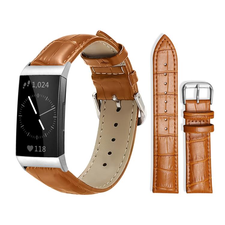 xDfind Bamboo Texture Pin Buckle Leather Watch Band, For Fitbit Charge 4 / 3 18mm