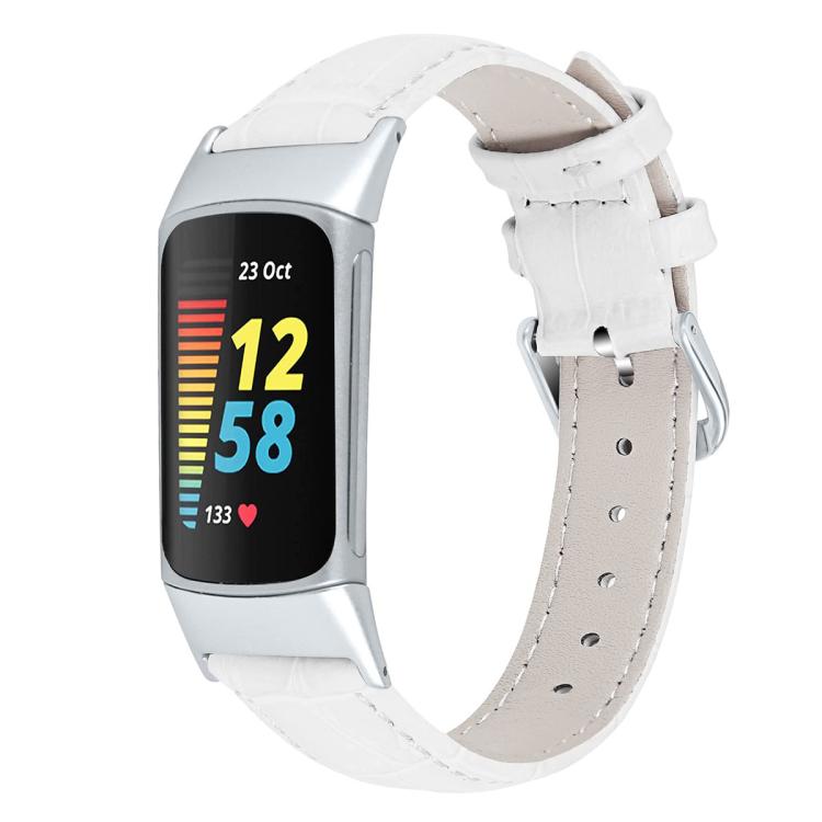 xDfind Bamboo Texture Pin Buckle Leather Watch Band, For Fitbit Charge 6 / 5 18mm