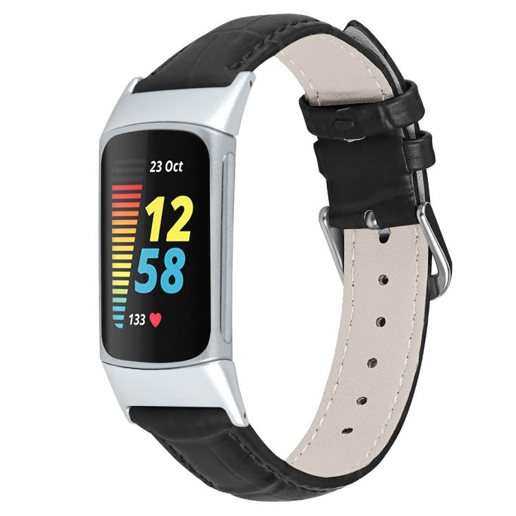 xDfind Bamboo Texture Pin Buckle Leather Watch Band, For Fitbit Charge 6 / 5 18mm