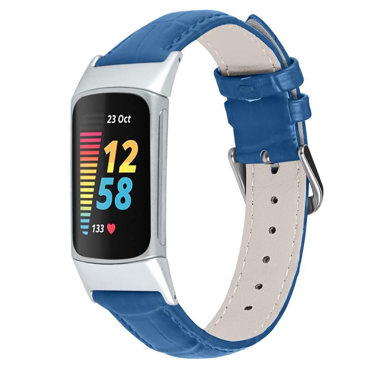 xDfind Bamboo Texture Pin Buckle Leather Watch Band, For Fitbit Charge 6 / 5 18mm