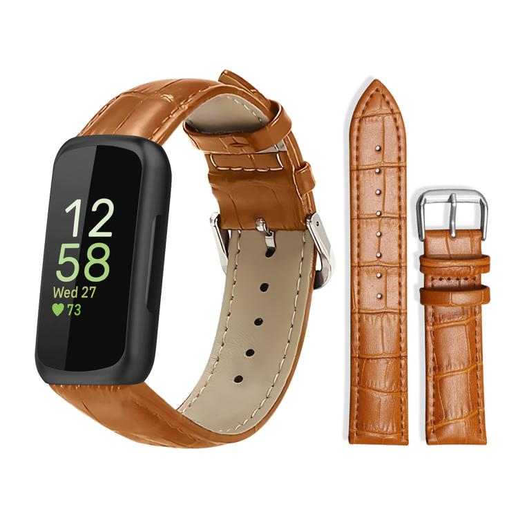 xDfind Bamboo Texture Pin Buckle Leather Watch Band, For Fitbit Inspire 3 12mm