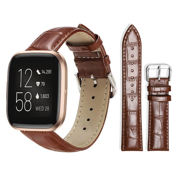 xDfind Bamboo Texture Pin Buckle Leather Watch Band, For Fitbit Versa 2/Versa/Versa Lite/Blaze 20mm
