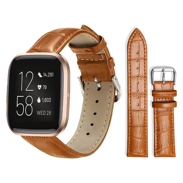 xDfind Bamboo Texture Pin Buckle Leather Watch Band, For Fitbit Versa 2/Versa/Versa Lite/Blaze 20mm