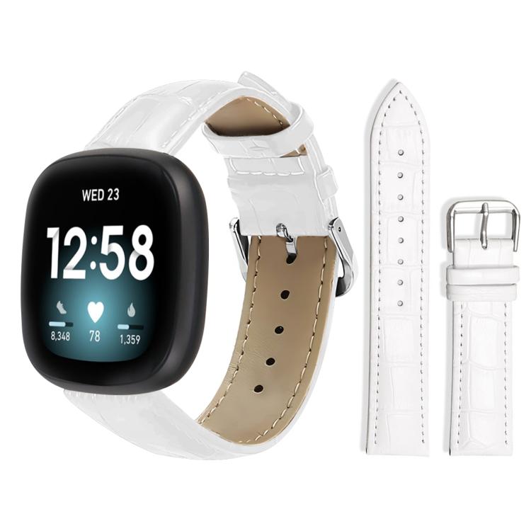 xDfind Bamboo Texture Pin Buckle Leather Watch Band, For Fitbit Versa 4 / 3 / Sense2 / 1 20mm