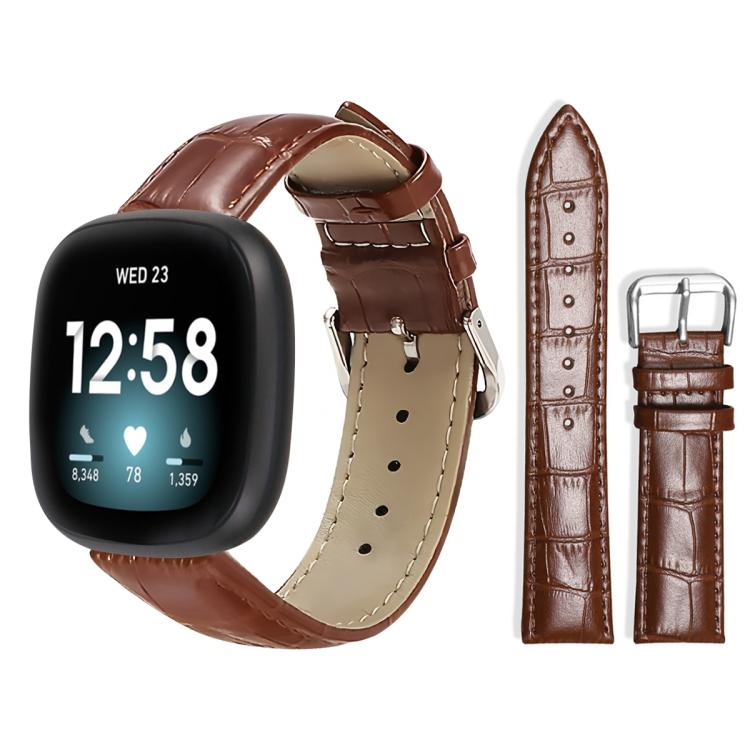 xDfind Bamboo Texture Pin Buckle Leather Watch Band, For Fitbit Versa 4 / 3 / Sense2 / 1 20mm