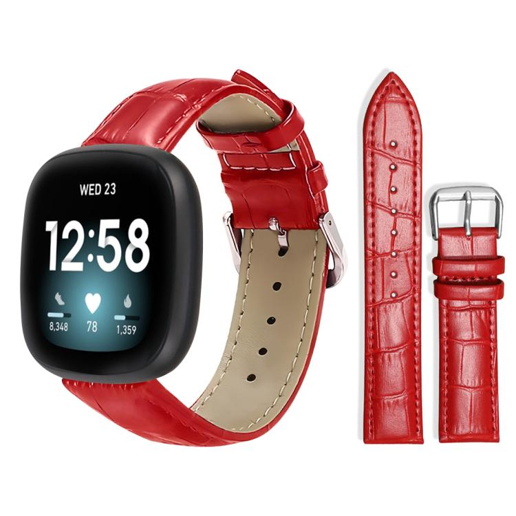 xDfind Bamboo Texture Pin Buckle Leather Watch Band, For Fitbit Versa 4 / 3 / Sense2 / 1 20mm