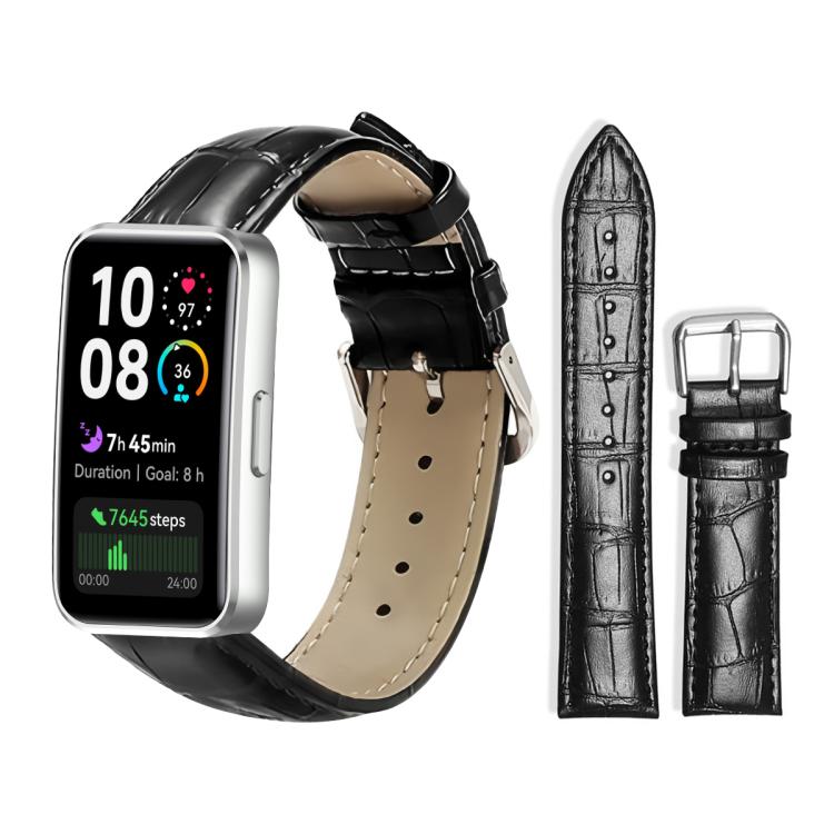 xDfind Bamboo Texture Pin Buckle Leather Watch Band, For Huawei Band 10 / 9 / 8 14mm
