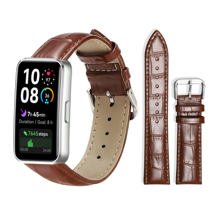 xDfind Bamboo Texture Pin Buckle Leather Watch Band, For Huawei Band 10 / 9 / 8 14mm