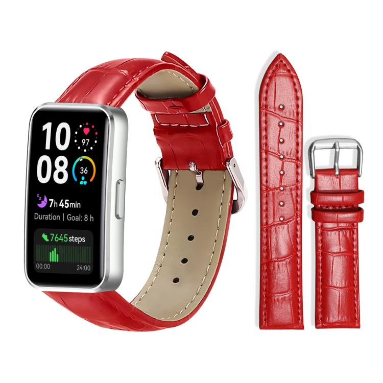 xDfind Bamboo Texture Pin Buckle Leather Watch Band, For Huawei Band 10 / 9 / 8 14mm