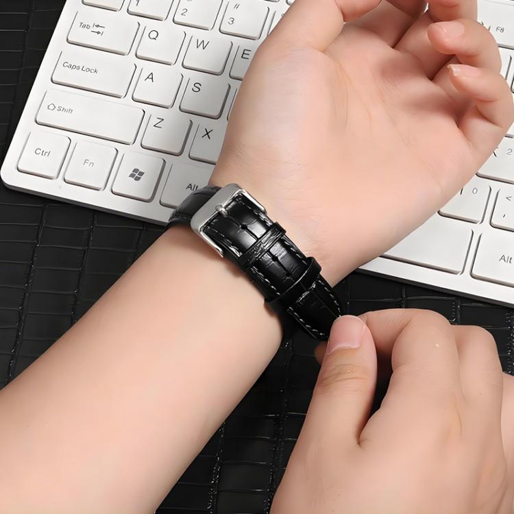 xDfind Bamboo Texture Pin Buckle Leather Watch Band, For Huawei Band 10 / 9 / 8 14mm