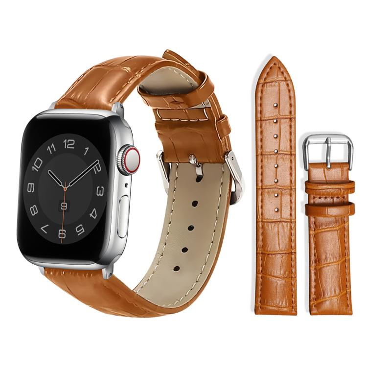 xDfind Bamboo Texture Pin Buckle Leather Watch Band, For Apple Watch 42 / 44 / 45 / 46 / 49mm