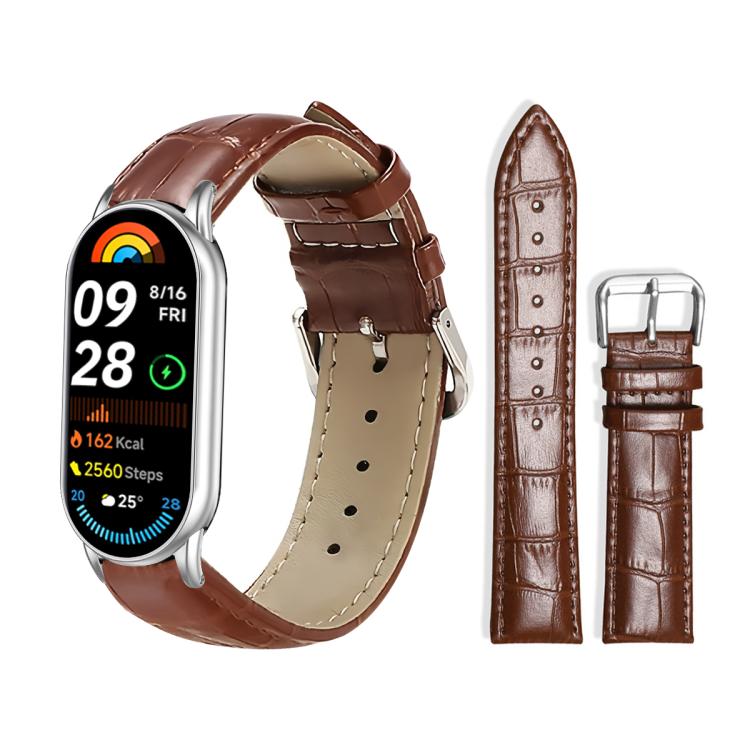 xDfind Bamboo Texture Pin Buckle Leather Watch Band, For Xiaomi Smart Band 10 / 9 / 8 / NFC 14mm