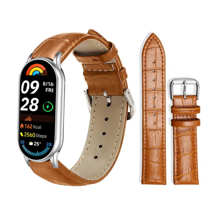 xDfind Bamboo Texture Pin Buckle Leather Watch Band, For Xiaomi Smart Band 10 / 9 / 8 / NFC 14mm