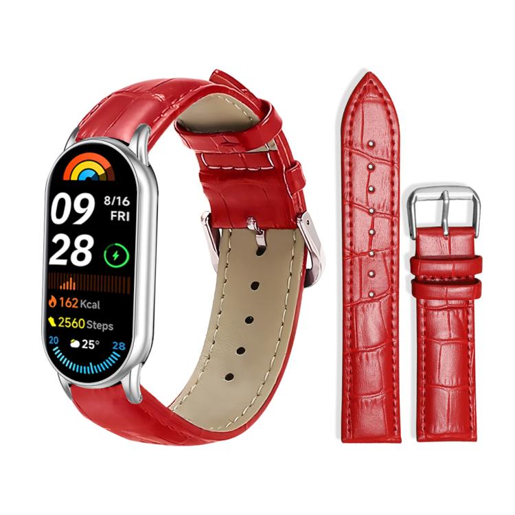 xDfind Bamboo Texture Pin Buckle Leather Watch Band, For Xiaomi Smart Band 10 / 9 / 8 / NFC 14mm