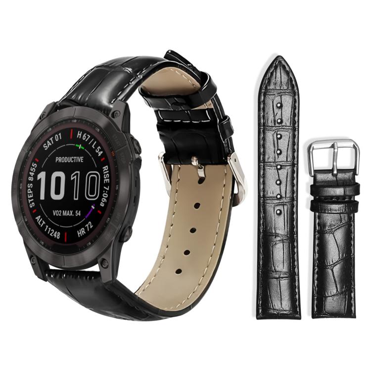 xDfind Bamboo Texture Pin Buckle Leather Watch Band, For Garmin Fenix 8/7X/6X/5X 26mm 22mm