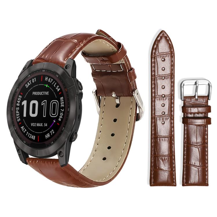 xDfind Bamboo Texture Pin Buckle Leather Watch Band, For Garmin Fenix 8/7X/6X/5X 26mm 22mm