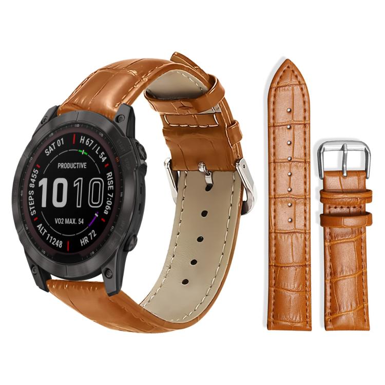 xDfind Bamboo Texture Pin Buckle Leather Watch Band, For Garmin Fenix 8/7X/6X/5X 26mm 22mm
