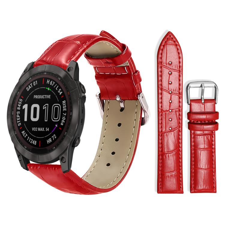 xDfind Bamboo Texture Pin Buckle Leather Watch Band, For Garmin Fenix 8/7X/6X/5X 26mm 22mm