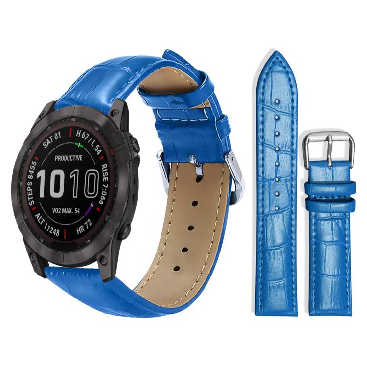 xDfind Bamboo Texture Pin Buckle Leather Watch Band, For Garmin Fenix 8/7X/6X/5X 26mm 22mm